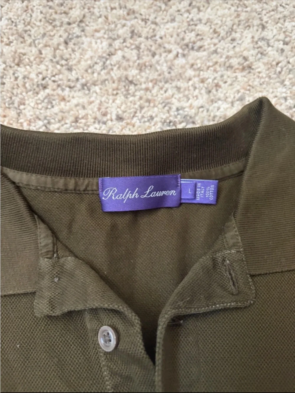 Ralph Lauren Purple Label Olive Green Polo Shirt